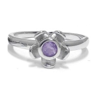 Forget Me Not Flower Ring - Purple Amethyst - Sterling Silver Photo