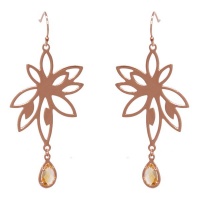 Bromelia Flower Earrings - Orange Citrine - Rose Gold Photo