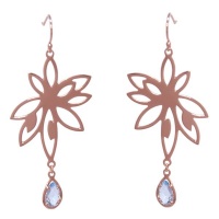 Bromelia Flower Earrings - Blue Topaz - Rose Gold Photo