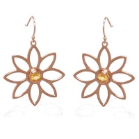 Namaqua Daisy Flower Earrings - Orange Citrine - Rose Gold Photo