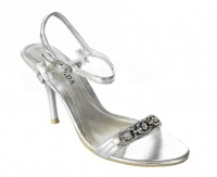 Lavanda Silver Heel Sandal with Diamante Trim 3K3031-1 SILVER Photo