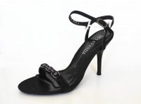 Lavanda Heel Sandal with Diamante Trim - Black Photo