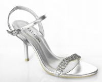 Lavanda Heel Sandal with Diamante - Silver Photo