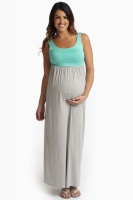 Absolute Maternity Colourblock Maxi Dress - Mint and Grey Photo