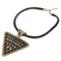 Urban Charm Bold & Glam Triangle Statement Necklace - Gold Beaded Photo