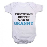 Noveltees Everything Is Better with Blue Granny Slogan Short Sleeve Body Vest - White Photo