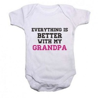 Noveltees Everything Is Better with Pink Grandpa Slogan Short Sleeve Body Vest - White Photo