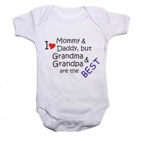 Noveltees I Love Mommy & Daddy But Grandma & Grandpa Are The Best Short Sleeve Body Vest - White Photo