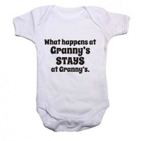 Noveltees What Happens At Granny's Stays At Granny's Short Sleeve Body Vest - White Noveltees What Happens At Granny's Stays At Granny's Short Sleeve Body Vest - White Photo