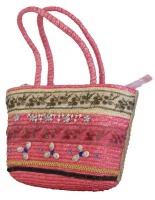 Fino Exotic style Straw Beach Bag & Shopping Bag - Pink Photo
