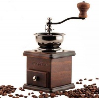 Old Style Wooden Manual Operation Coffee Bean Grinder Photo