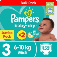 Pampers Baby Dry - Size 3 Twin Jumbo - 2x76 Nappies Photo