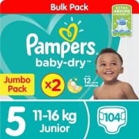 Pampers Baby Dry - Size 5 Twin Jumbo - 2x52 Nappies Photo