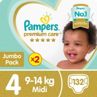 Pampers Premium Care - Size 4 Twin Jumbo Pack - 2 x 66 Nappies Photo