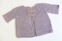 Handmade Crochet Baby Cardigan with Sleeves - Pale Lilac Photo