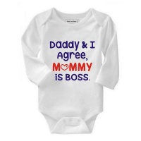 Noveltees Daddy and I Agree Mommy is Boss Long Sleeve Baby Grow Photo