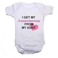 Noveltees I Get My Awesomeness From My Aunt Short Sleeve Baby Grow Photo