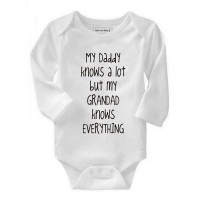 Noveltees My Daddy knows a Lot But My Grandad knows Everything Short Sleeve Baby Grow Photo