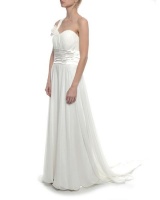 Snow White Grecian-Style Cross shoulder Wedding Gown - White Photo
