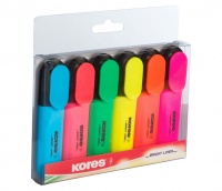 Kores Bright Liner Chisel Tip Highlighters - 6 Colours Photo