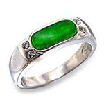 Miss Jewels- Simulated Emerald and Rhinestone Crystal Wedding Band in 925 Sterling Silver Photo