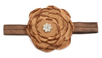Satin Flower & Rhinestone Headband - Brown Photo