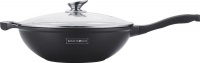 Royalty Line Marble Coating 28cm Deep Wok With Glass Lid - Black Photo