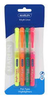 Marlin Bright Liners Pen Type Highlighters - Blister of 4 Photo