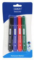 Marlin Dense Liners Permanent Markers - Blister of 4 Photo