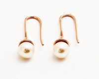 Rose Gold Pearl Drop Earrings Photo