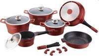 Royalty Line 14-Piece Marble Coating Cookware Set - Burgundy Photo