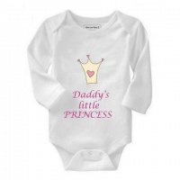 Noveltees Girls Daddy's Little Princess Long Sleeve Baby Grow - White Photo