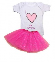 Noveltees Girls I Love My Mommy Short Sleeve Baby Grow With Pink Tutu - White & Pink Photo