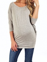 Absolute Maternity Dolman Sleeved Basic Top - Melange Photo