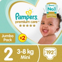 Pampers Premium Care - Size 2 Twin Jumbo Pack - 2 x 96 Nappies Photo