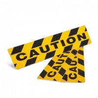 Anti-Slip Grit Strips - Yellow & Black with "CAUTION" 3 pieces - CG0247 Photo