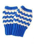 Croshka Designs Crochet Hand Warmers for Women - Blue and White Stripe Photo