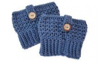 Croshka Designs Crochet Boot Cuffs with Buttons for Women - Greyish Blue Photo