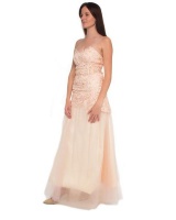 Snow White Scalloped Lace Sweetheart Evening Dress - Nude Pink Photo