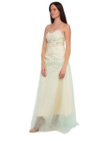 Snow White Scalloped Lace Sweetheart Evening Dress - Green Photo