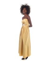 Snow White Strapless Glossy Evening/Bridesmaid Gown - Gold Photo