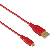Hama 0.75m Flexi Slim Gold-Plated Micro Charging USB Cable - Red Photo