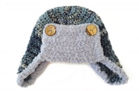 Crochet Aviator Hat In Grey Mix Colour Photo