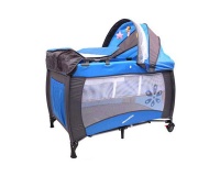 MLTK Designs Blue Portable Baby Travel Cot Bed With Folding Mattress and Carry Bag Photo