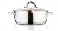 Blaumann 24cm Oven Safe Stainless Steel Shallow Soup Pot with Glass Lid Gourmet Line Photo