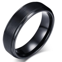 Cardina Jewels Black Tungsten Carbide Ring with Groove Detail Photo