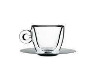 Luigi Bormioli - 165ml Thermic Cappuccino Glass Cup With Saucer - Set of 2 Photo