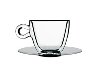 Luigi Bormioli - 300ml Thermic Tea Or Coffee Glass Cup With Saucer - Set of 2 Photo