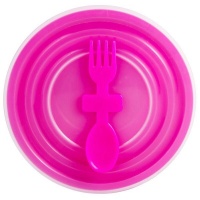 Lumoss - Bowl With Slip Lid and Fork Spoon - Magenta Photo