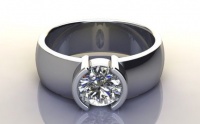 Miss Jewels - CD Designer Jewellery 1.00ctw Sparkling CZ Broad Band Promise Ring in 925 Sterling Silver Photo